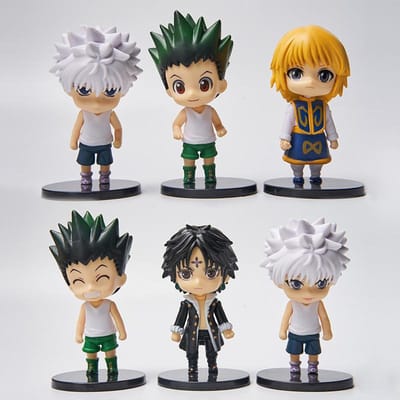 6 Pièces/1 Ensemble Anime HUNTER×HUNTER Figurine Killua Zoldyck Jouet Chrollo Lucilfer Modèle GON FREECSS Poupée Figurine d'Action Kurapika Ensemble No box gray