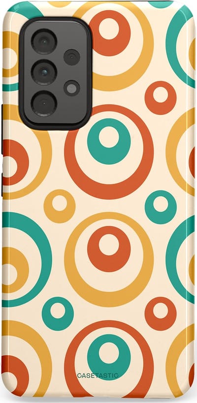 Casetastic hoesje geschikt voor Samsung Galaxy A53 (2022) 5G - Dubbellaagse bescherming - Bolletjes boogie - Fashion Case - Crème Terracotta Goud Turquoise
