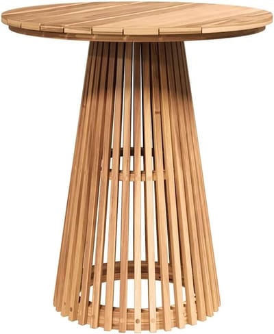 Ronde bijzettafel - Teakhouten tafel - Buiten genieten - Massief teakhout - 70 x 75 cm - Goudbruin