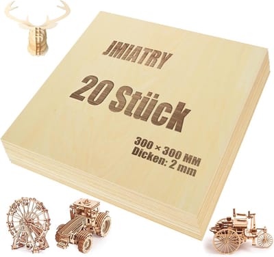 20 Stuks Multiplex Platen Lindehout 300x300mm 2mm Dik voor Knutselen en Hobby