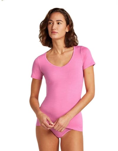 Icebreaker Merino 150 Siren Sweetheart Korte Mouwen Basislaag Roze XS Vrouw