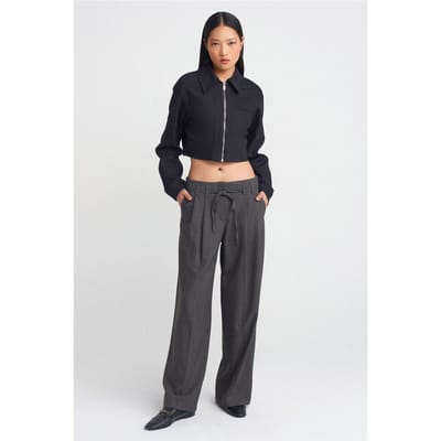 Wijd-Pijpen Plissé Crepe Broek