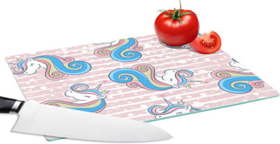 Glazen Snijplank - 28x20 - Unicorn - Patronen - Roze - Snijplanken Glas