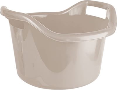 Hega Hogar Grote teil/afwasbak/kuip - kunststof - rond - handvatten - 41 x 24 cm - 14 liter - beige - huishouden/schoonmaak/wasgoed