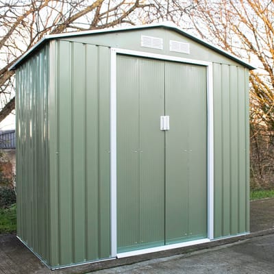 BPS Deluxe Apex Stalen Tuinhuis – 2,1 x 1,2 m – Lichtgroen – Outdoor Tuinopslag – Eenvoudige Montage – Gepoedercoat Staal