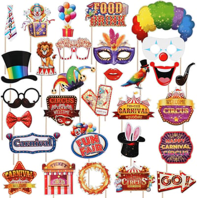 Feest Foto Props - Carnaval Accessoires - Verjaardag Vieren - 30 Delige Set - 23 x 22 x 1.9 cm