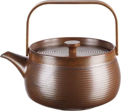 ASA Selection Japandi theepot met houten handvat, theepot, porselein, bruin, 1,5 l, 23370238