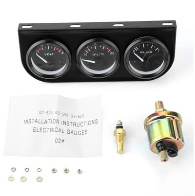 3-in-1 hydraulische drukmeterset, geschikt voor 12V-autotoepassingen, gemaakt van hoogwaardig kunststof en aluminiumlegering.