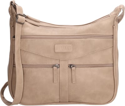 Beagles Murcia Crossbody Schoudertas Trendy Bag Handige Ritsvakken - Dames Tas - Taupe