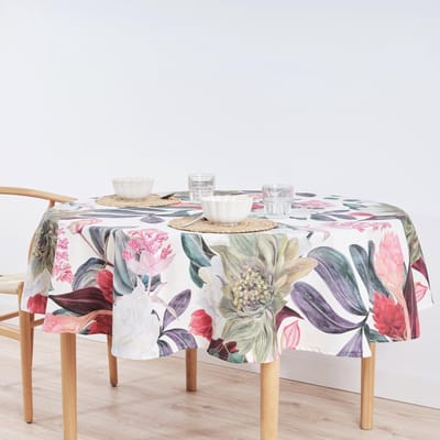 Rond Tafelkleed - Keukentextiel - Eettafel Decoratie - Vuilafstotend Hars - Diameter 180 cm - Meerkleurig Bloemen