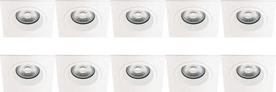 Spot Armatuur 10 Pack - Proma Rodos Pro - GU10 Inbouwspot - Vierkant - Wit - Aluminium - 93mm