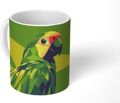 Mok - Koffiemok - Papegaai - Groen - Snavel - Abstract - Mokken - 350 ML - Beker - Koffiemokken - Theemok