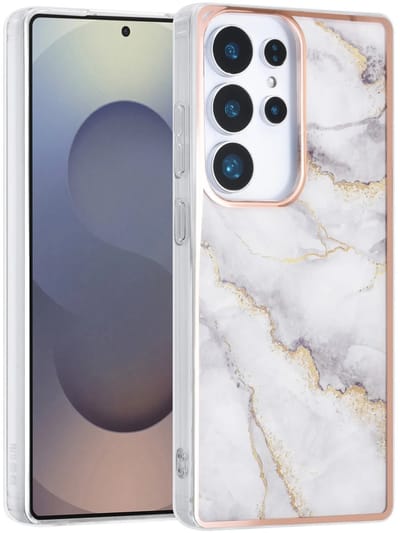 TPU Back Cover hoesje - Marble Grijs Print - Geschikt voor: Samsung Galaxy S25 Ultra
