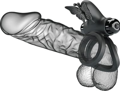 PRETTY LOVE MALE | Pretty Love - Double Ring Vibrator With Black Stimulator