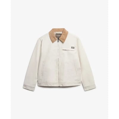 Superdry Jas met Ribfluwelen Kraag Wit Grootte: 40