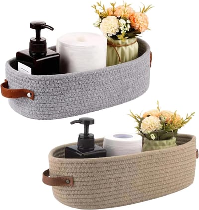 Dailygoods - Gevlochten Opbergmanden, 2 Stuks - Handgrepen en Multi-inzetbaar