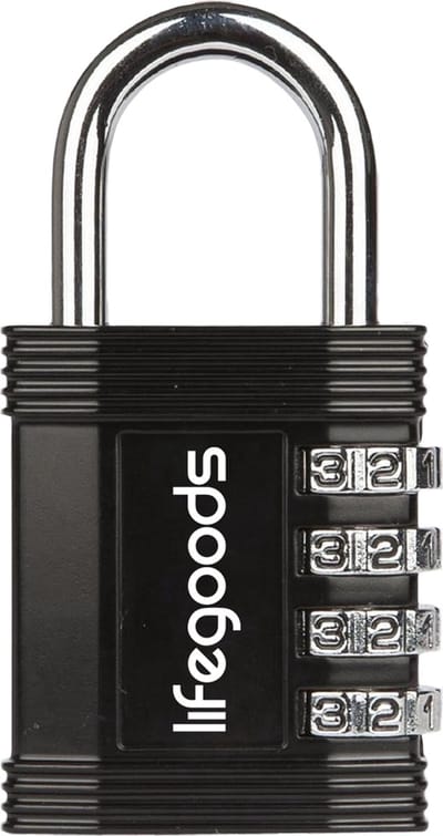 LifeGoods Hangslot - Cijferslot - Kofferslot - Reisslot - 4-Cijfers - Weerbestendig - Zwart
