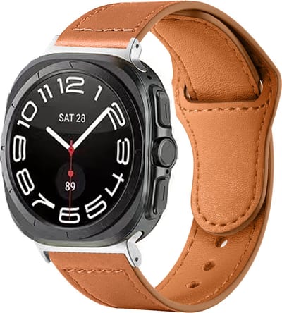Strap-it Genuine leren smartwatch bandje met druksluiting - geschikt voor de Samsung Galaxy Watch Ultra 2 (2026) / Ultra (2024/2025) - bruin