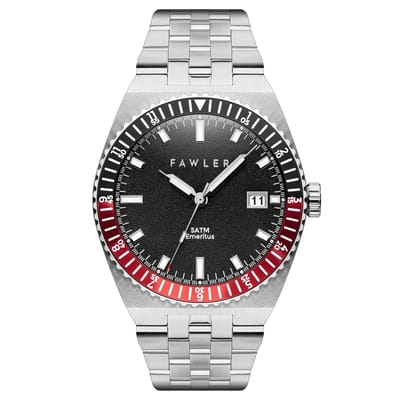 Emeritus | Roestvrijstalen Horloge met Zwart en Rode Bezel