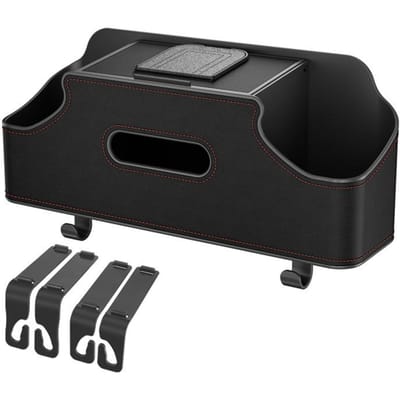 Organisateur de Voiture Multifonctionnel Support de Drainage Arrière Rangement Boîte Suspendue Sac de Voiture pour Ranger Proprement avec Porte-Téléphone Tissu Gobelet noir