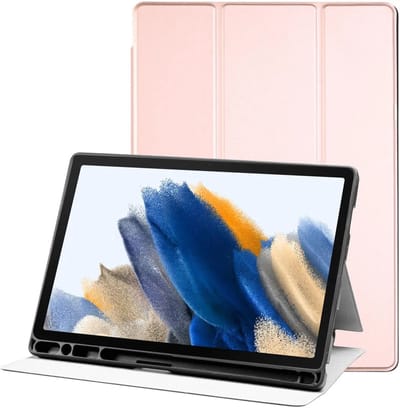 Tablet Hoes Geschikt voor Samsung Galaxy Tab A8 | Luxe Tri-Fold Book Case | Kunst Leren Bescherm Hoes | Standaard Functie | Roze