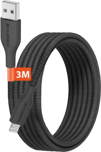 Lange USB Oplaadkabel 3 Meter - Geschikt voor Apple CarPlay en iPhone 14, 13, 12, 11, X met Lightning Oplader Kabel - Origineel Xssive Kabels