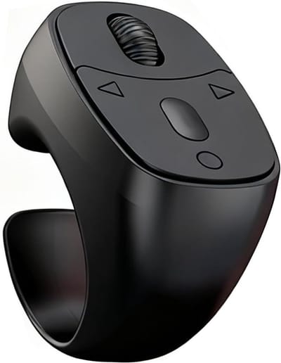 Draadloze Afstandsbediening met Scrollring, Vinger Ring Muis, Bluetooth 5.3 voor E-Readers, Camera en Videorecording, Universeel voor Telefoon en Tablet, Ideaal voor Thuisgebruik en Presentaties