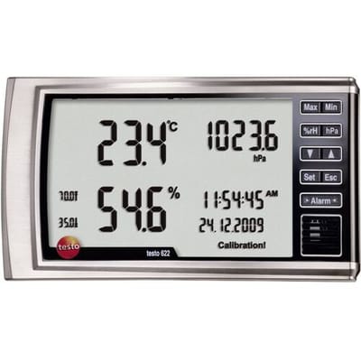 testo 622 Luchtvochtigheidsmeter (hygrometer) 0 % Hrel 100 % Hrel Dauwpunt/schimmel waarschuwingsweergave