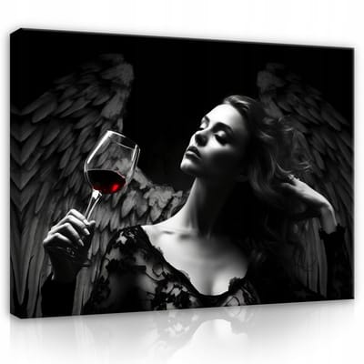 WALLARENA - Canvas schilderij - 100x70 cm - moderne afbeelding van een vrouw met engel voor slaapkamer en woonkamer