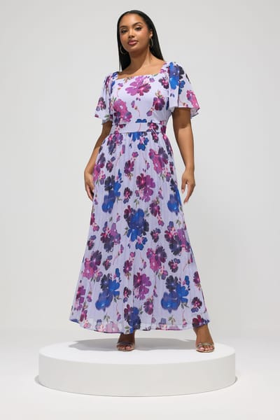 Yours London Blauwe Jurk Met Plooien En Bloemenprint Size 42