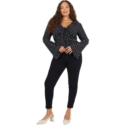 Brave Soul Dames/Dames High Rise Skinny Jeans (Zwart)