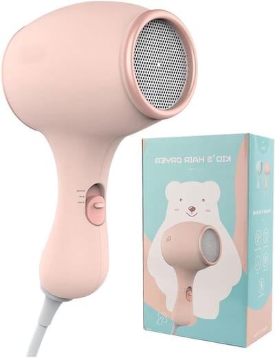 Kinderföhn 550W Mini Haardroger voor Meisjes, Reisföhn met 3 Temperatuurinstellingen, Lichtgewicht en Schattig Ontwerp met Zachte Touch Case