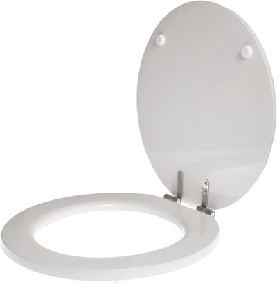 Toiletbril Polyester - WC-bril Hout - Badkamer Upgrade - Krasbestendig Oppervlak - 400x360mm Ovaal - Wit