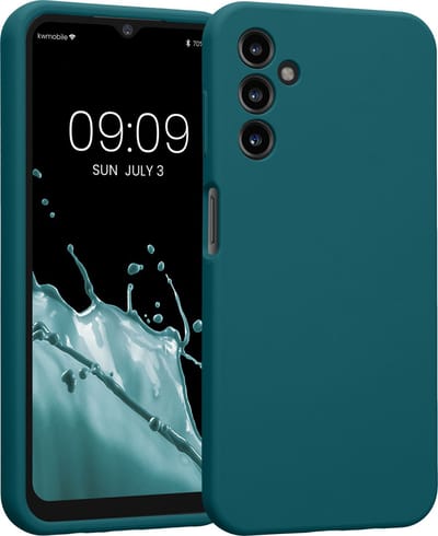 kwmobile telefoonhoesje geschikt voor Samsung Galaxy A14 5G - TPU backcover met siliconen coating - Smartphone case in mat petrol