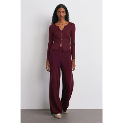 Vrouwen Wijdpijp Lurex Gebreid Broek