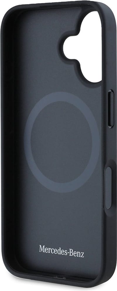 Mercedes Plain Smooth Leather MagSafe Case for iPhone 16 - Black