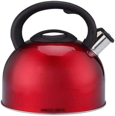 Waterkoker Fluitketel - Theepot Koken - Water Koken - Roestvrij Staal - 3 Liter - Rood