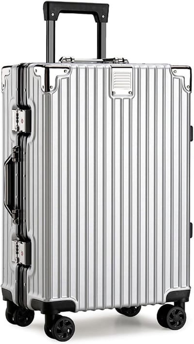 Reiskoffer Aluminium Frame - Handbagage Koffer Trolley - Reizen en Opslag - Lichtgewicht Schokbestendig - 22 inch - Zilver