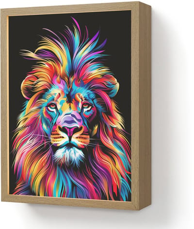 Wandlamp 30x40 cm - Oplaadbaar - Leeuwen - Kleurrijk - Zwart - Dieren - Wandlampen binnen woonkamer - Slaapkamer lamp - Decoratieve nachtlamp - Vloerlamp draadloos