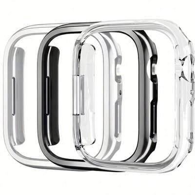 Zwart zilverkleurig en transparant smartwatch beschermhoes set geschikt voor Apple Watch 40 mm serie SE / 4 / 5 / 6 driedelige harde PC case hol ontwerp decoratieve watch case