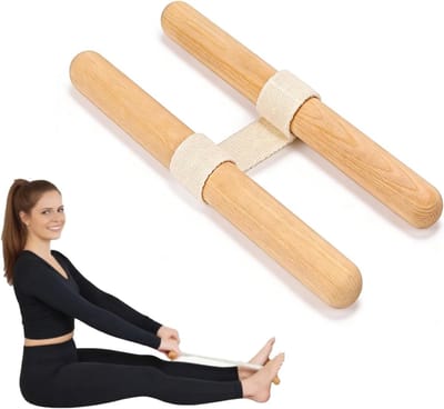Verstelbare stretcher met beukenhout, rekdevice en yoga band voor kuit- en beenstretching, ideaal voor rug-, heup- en dijtraining, mobiliteitsoefeningen voor thuisgebruik