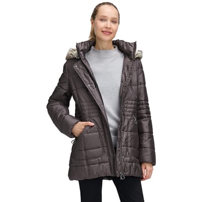 Gewatteerd jack met behaaglijk zachte capuchon - bruin - Gr. 38 van Goldner Fashion