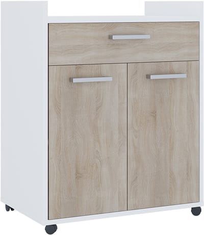 Vicco Ansel Rolcontainer – 60 x 40 cm met laden Wit/Sonoma