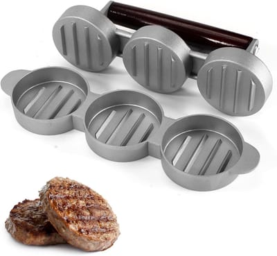 longziming -Mini Burgerpers - Pannenkoekjes Vormen - Drie Ronde Sleuven Voor 6,4 Cm Patties - 1 Stuk - Thuisgebruik En Picknick