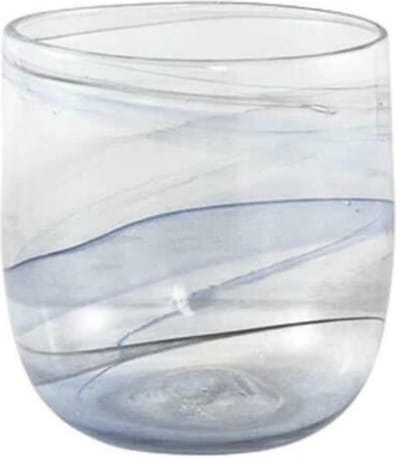 PTMD theelichthouder Anni blauw 12,5 cm - sfeerlichthouders - blauwe theelichthouders - glazen theelichthouder - decoratieve waxinelichthouder