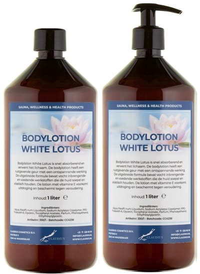 Bodylotion White Lotus 1 Liter - met gratis pomp - set van 2 stuks