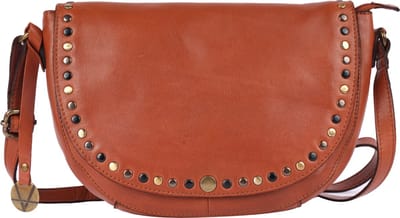 Echte Italiaanse Leren Boho Crossbody Schoudertas met Studs (9,75 inch) – Stijlvol, Duurzaam & Perfect voor Dagelijks Gebruik voor Dames