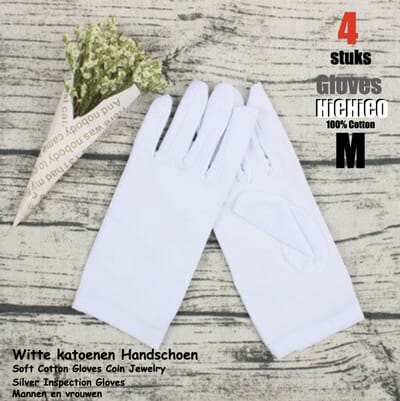 Dames handschoenen Wit maat ML 4stuks – 2paar Vrouwelijke Beschermende Handschoenen maat ML voor vrouwen - Gezondheidszorg – Jewelry - eczeem / allergie / handcreme - juweliers / munt handschoen - 30% Cotton, 70% Spandex(Viscose) hoge kwaliteit