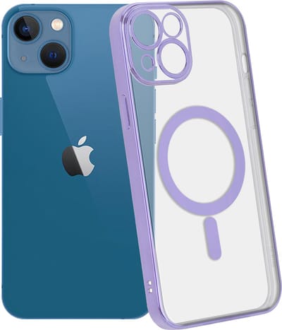 ShieldCase telefoonhoesje geschikt voor Apple iPhone 13 hoesje transparant Magneet metal coating - paars - Shockproof hoesje - Extra robuuste rand - Beschermhoesje - Shockproof Hardcase - Transparant doorzichtig hoesje