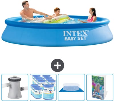 Intex Rond Opblaasbaar Easy Set Zwembad - 305 x 61 cm - Blauw - Inclusief Zwembadfilterpomp - Filters - Grondzeil - Zwembadgids